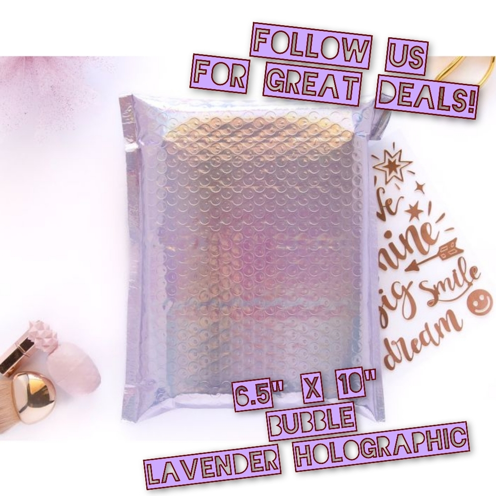 25 Bubble Lavender Holographic 6.5x10 Poly Mailers - Picture 1 of 1